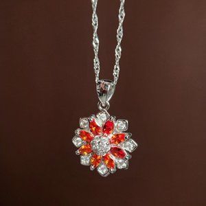 925 Sterling Silver CZ Diamond Necklace with Pendant - women.